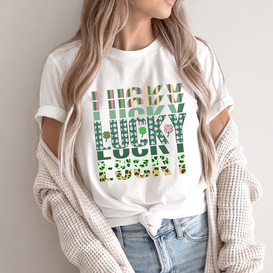 Lucky women's St. Patty's Day graphic t-shirt, Holiday top