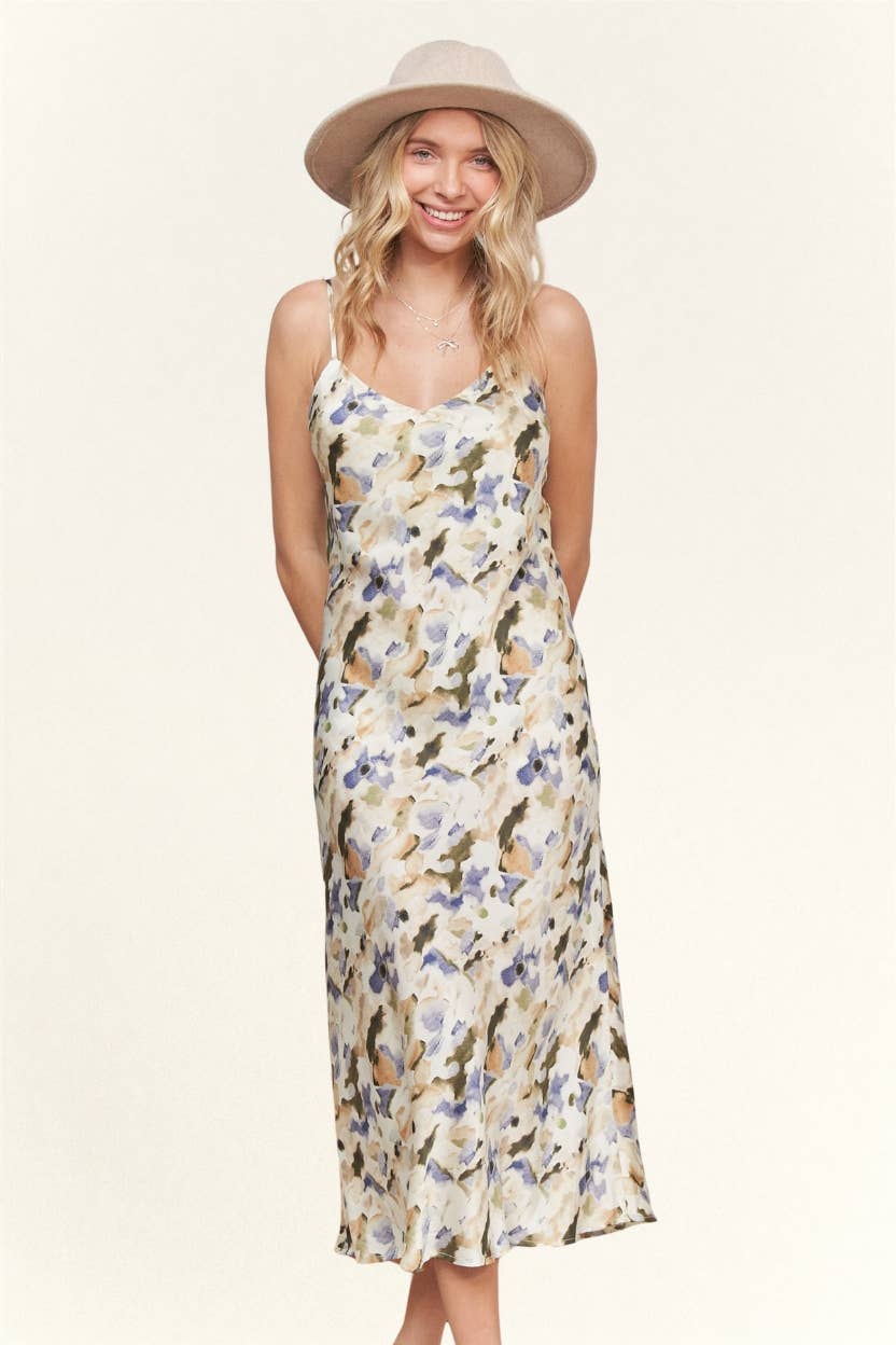 WATERCOLOR PATTERN SLEEVELESS DRESS