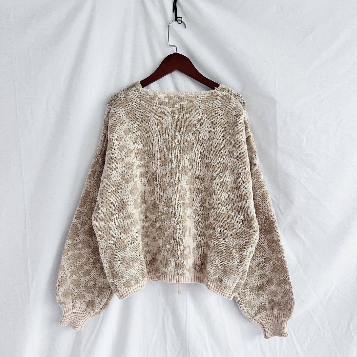 Retro Trendy Cheetah Leopard Print Lace-Up Cardigan
