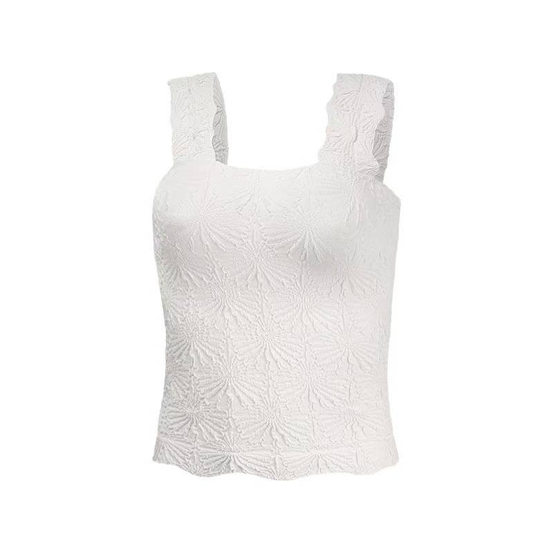 Essential Basic Flower Jacquard Y2k fitted Tank