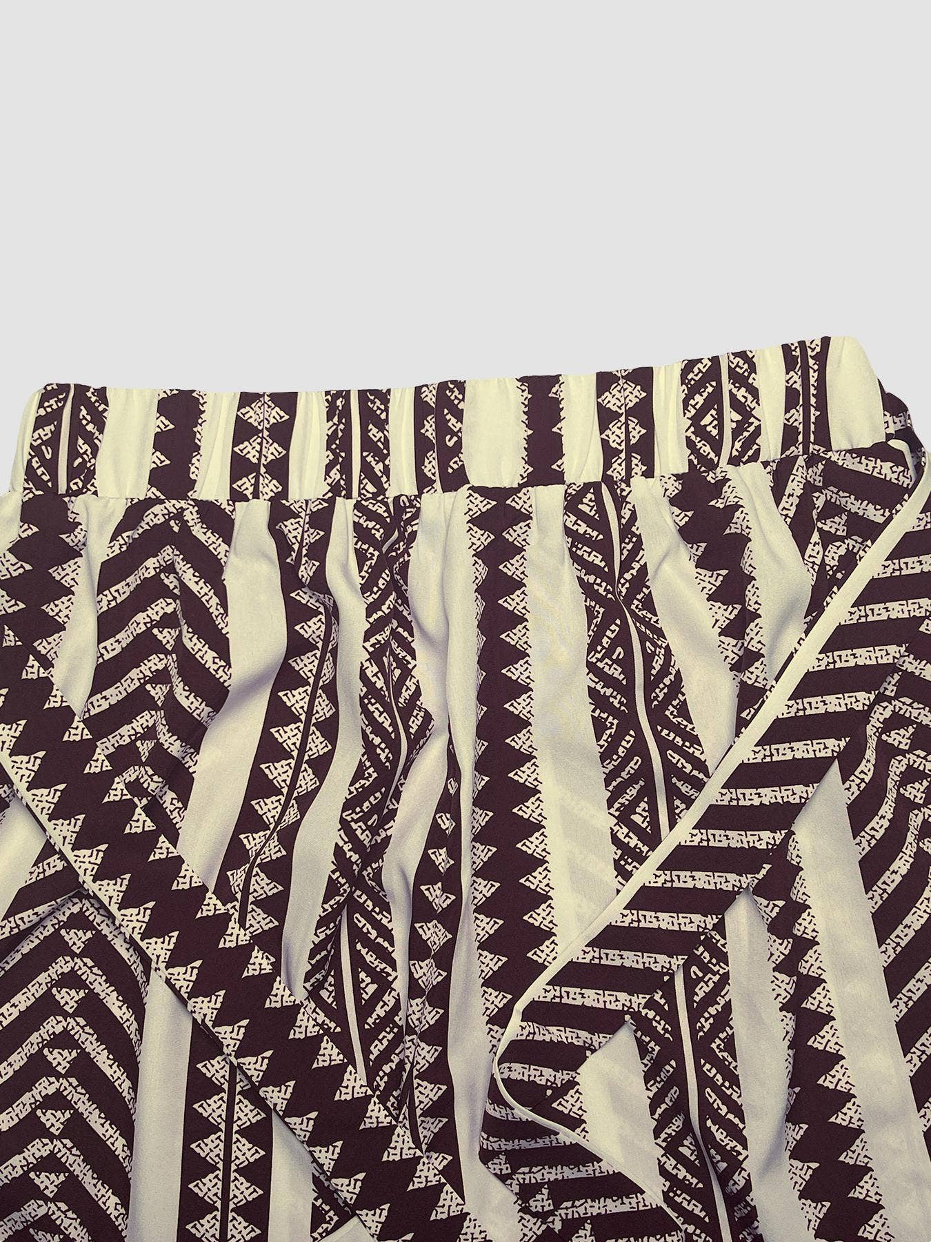 Tie Waist Boho Ethnic Geo Striped Wide Leg Pants