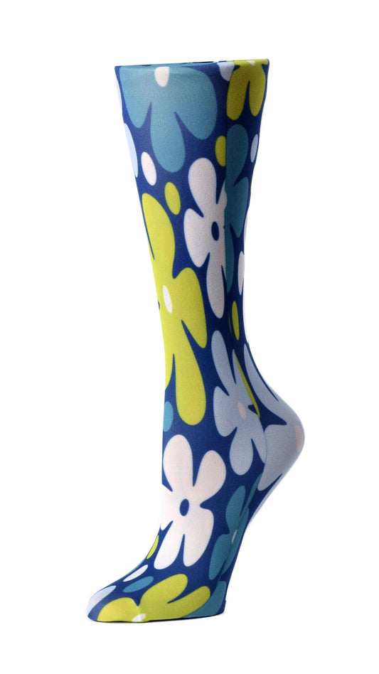 Dark Flower Power - Cutieful Compression Socks: 8-15 mmHg Sheer