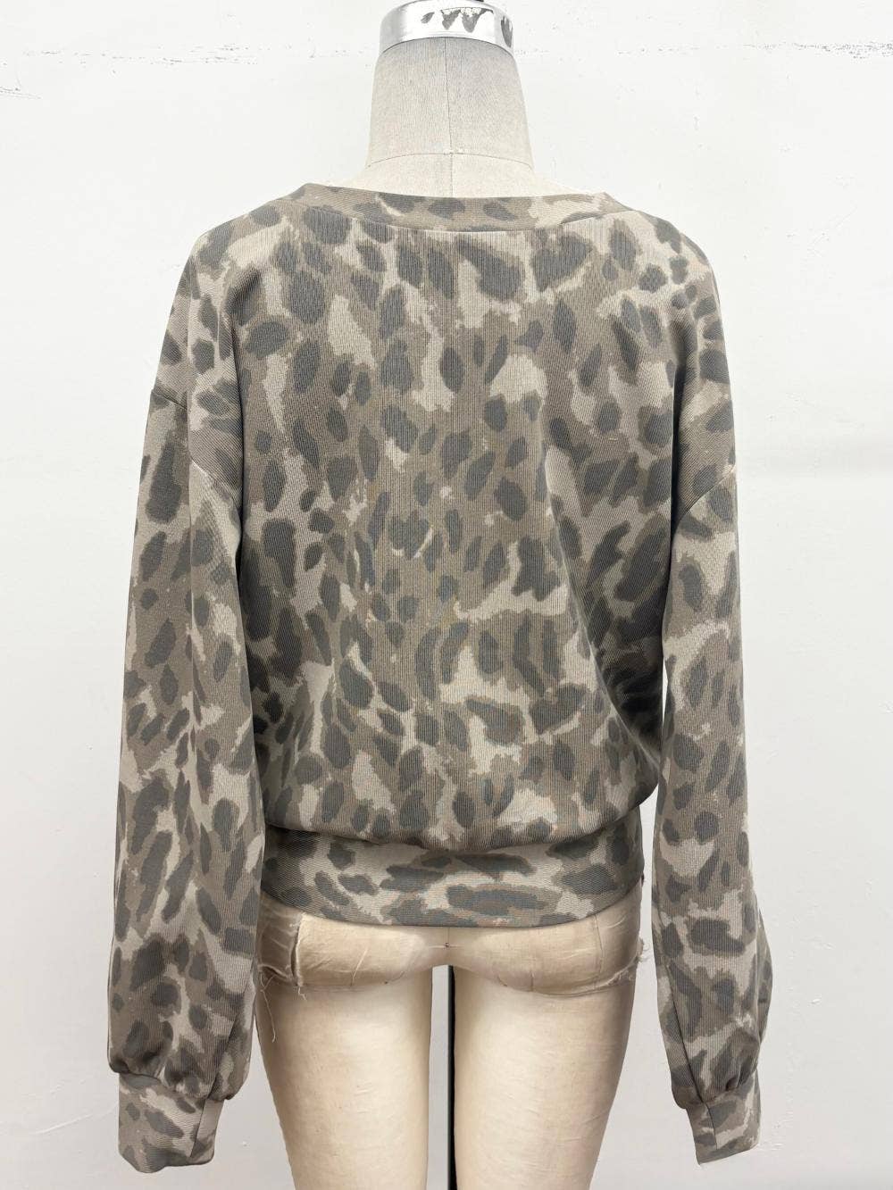 Leopard Print Crewneck  Camo Sweatshirt