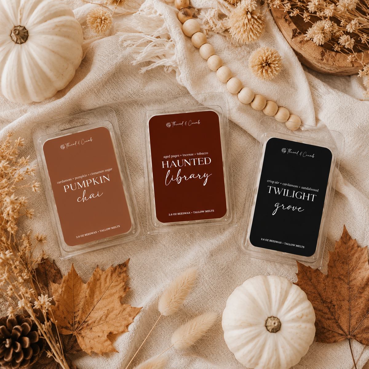 Fall Wax Melts | Beeswax + Tallow | 2.6 oz Clamshell