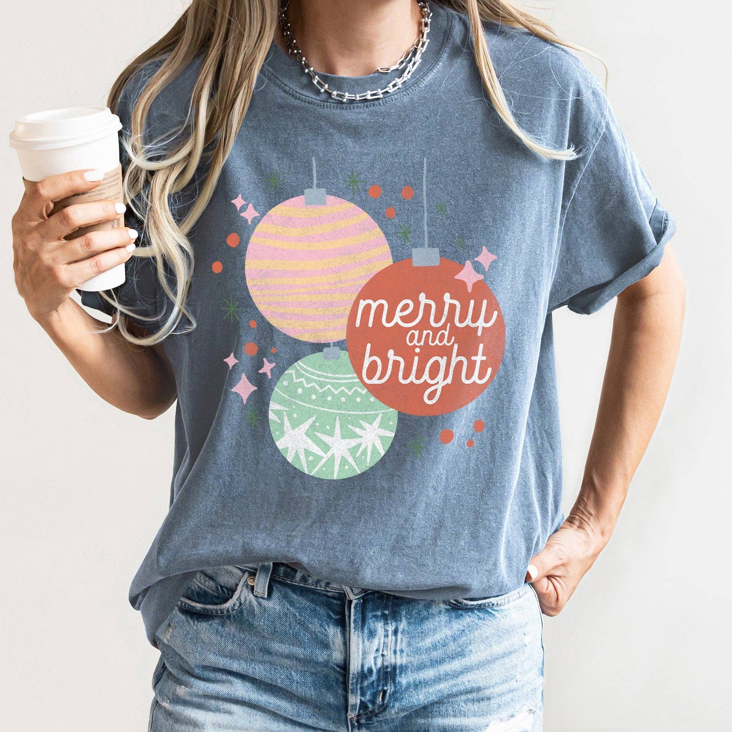 Merry And Bright, Pastel, Christmas Ornaments,, Tshirt