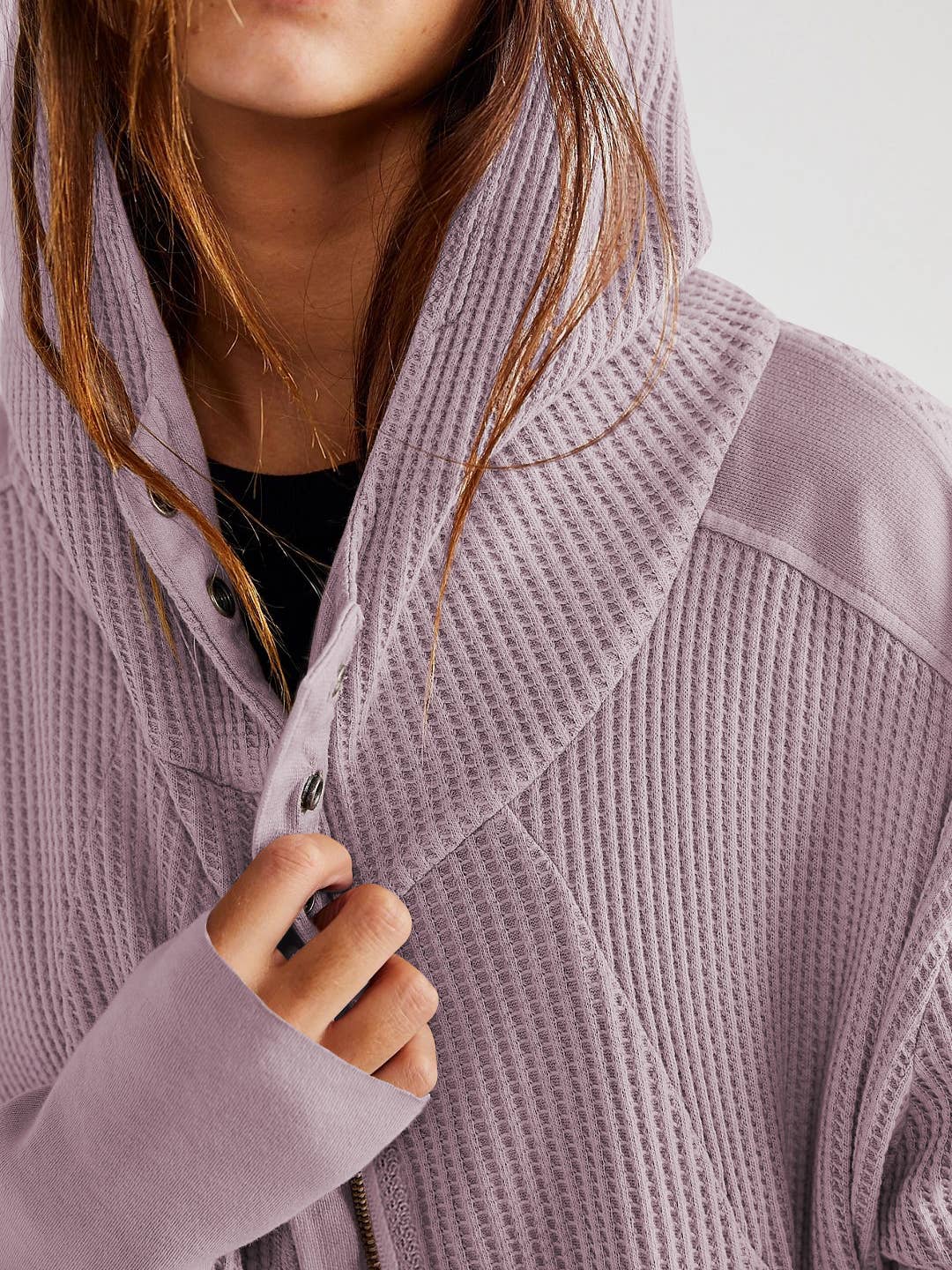 Half button zip up waffle crop hoodie sweatshirt jacket