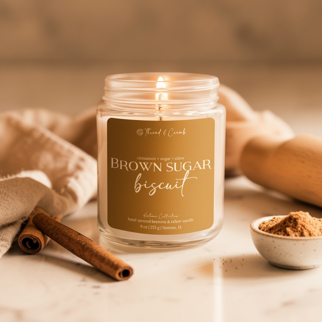 Brown Sugar Biscuit Fall Candle | Beeswax + Tallow | 9 oz