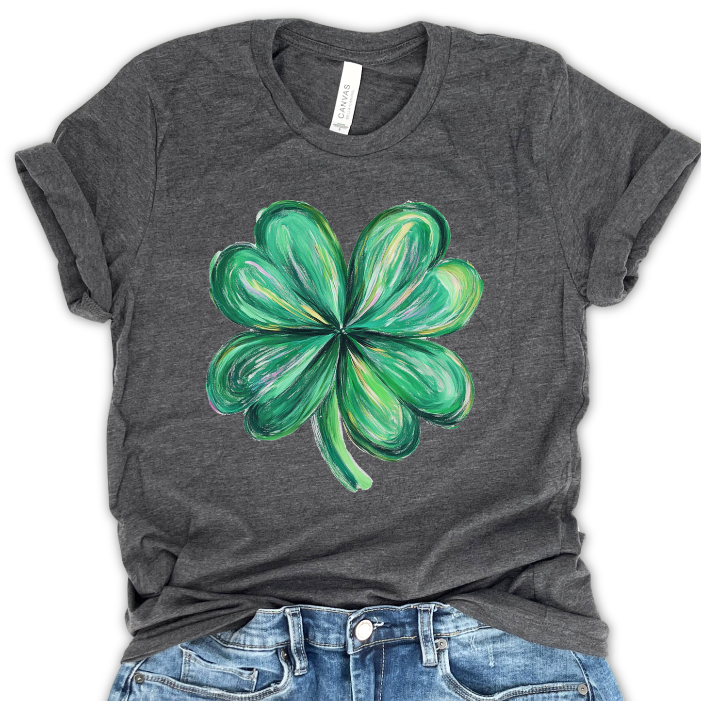 Four leaf clover graphic t-shirt, St. Patrick's Day women's top