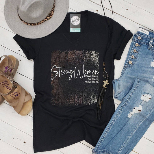 Strong Women V Neck Tee