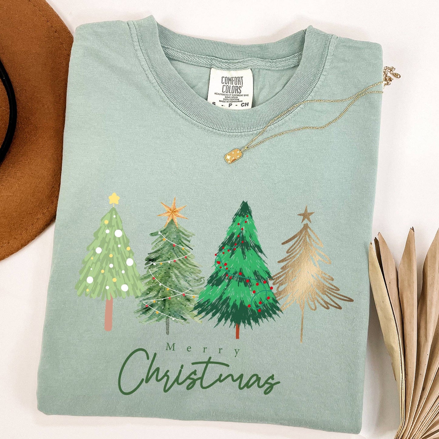 Merry Christmas Trees, Minimalist, Classic Xmas Tshirt