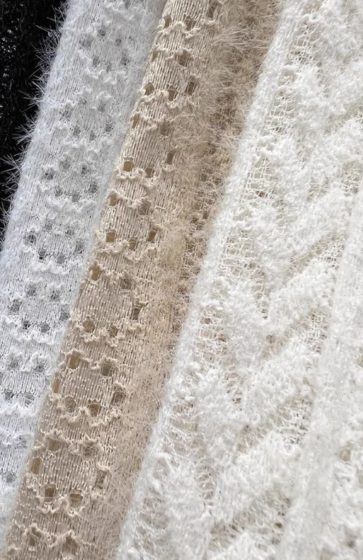 Soft knit Fluffy Texture Lace High neck Layering Top