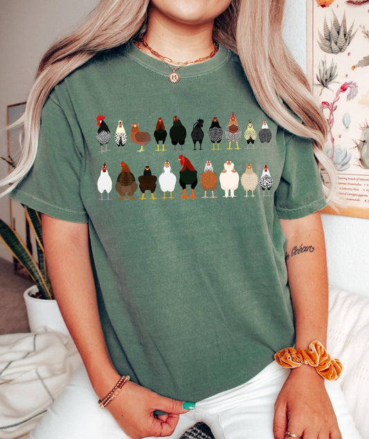 Chicken Breeds Farm Animal Lover T-Shirt: Ivory