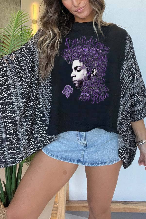 Country Music Vintage Graphic Tee with Long Kimono Sleeve