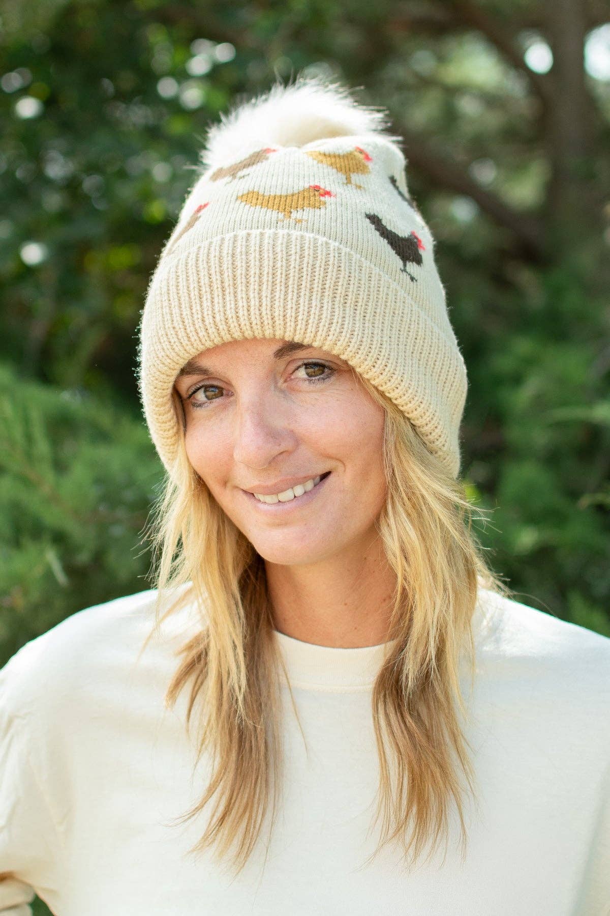 Chicken Knit Pom Beanie