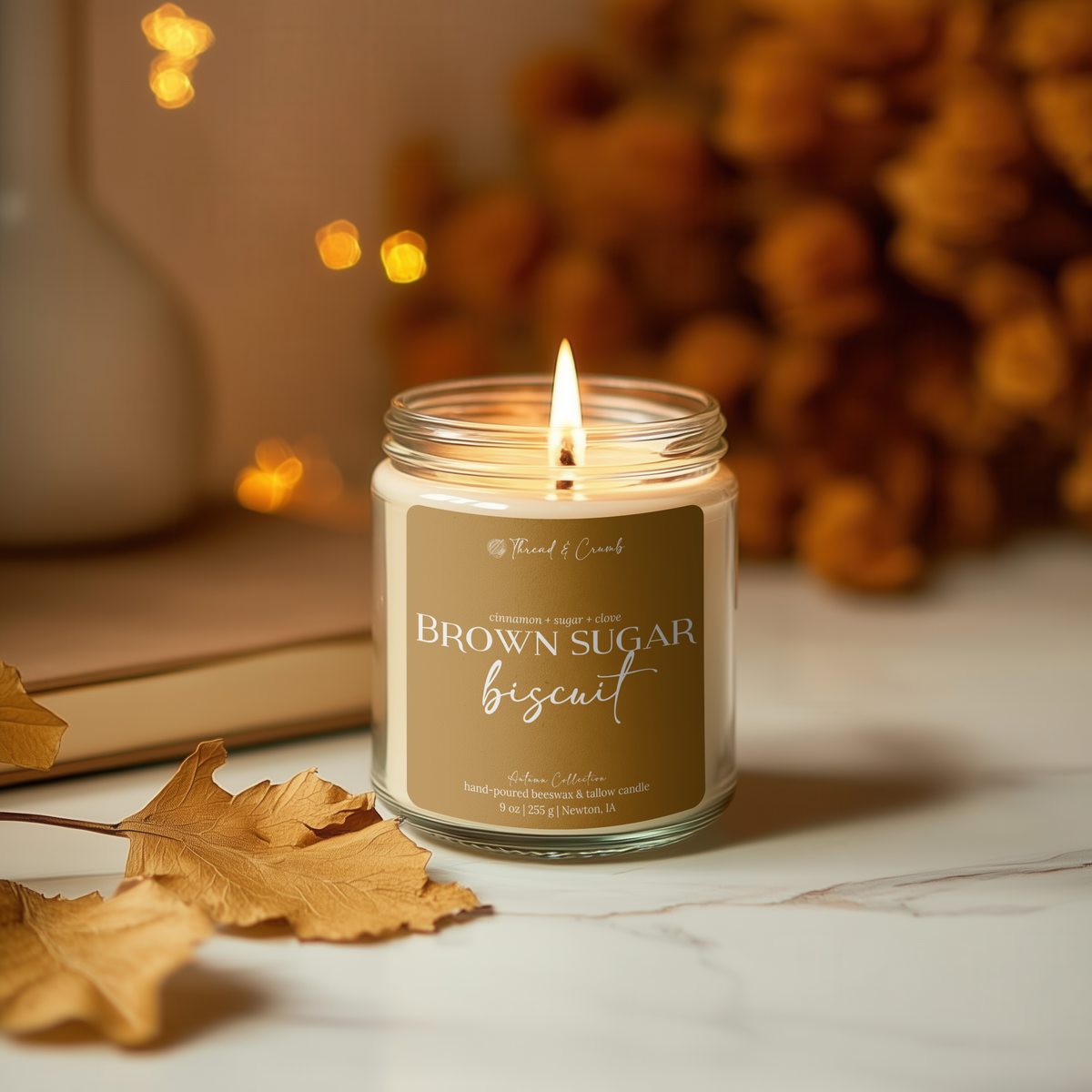 Brown Sugar Biscuit Fall Candle | Beeswax + Tallow | 9 oz