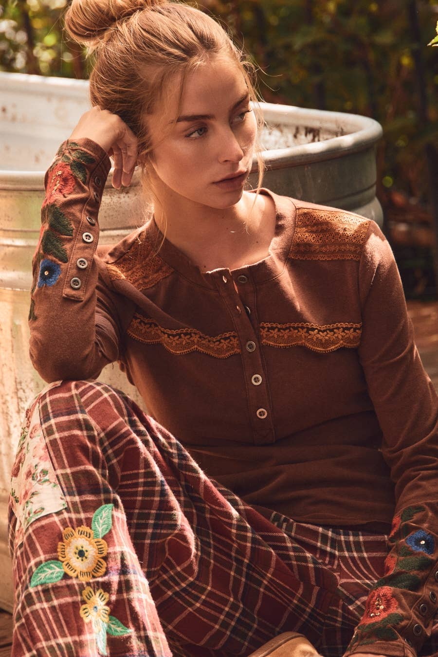 Acid Washed Henley Top