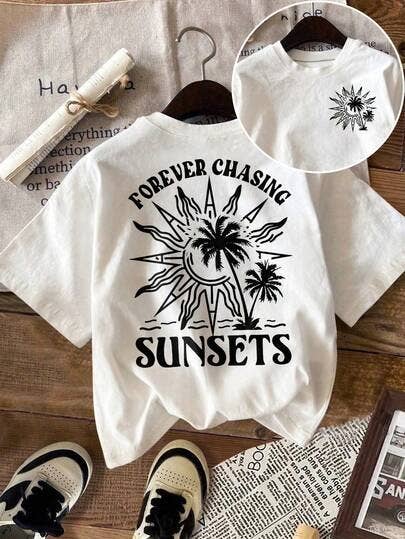 Sunset printed cotton tees