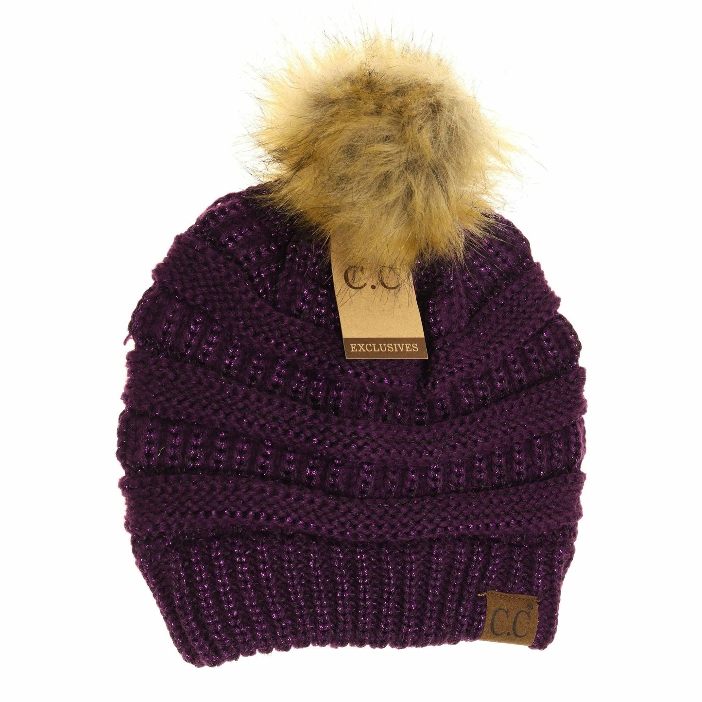 Metallic Fur Pom CC Beanie HAT43MET