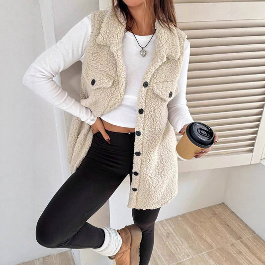 Autumn/Winter Collared Fleece Vest Jacket