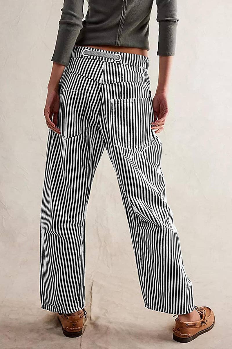 Striped Pattern Casual Loose Fit Pants