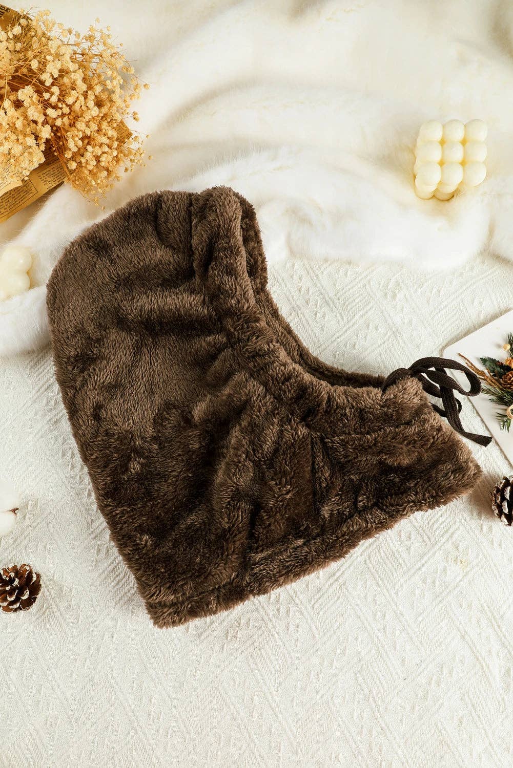 Coffee Winter Sherpa Ski Mask Windproof Hood