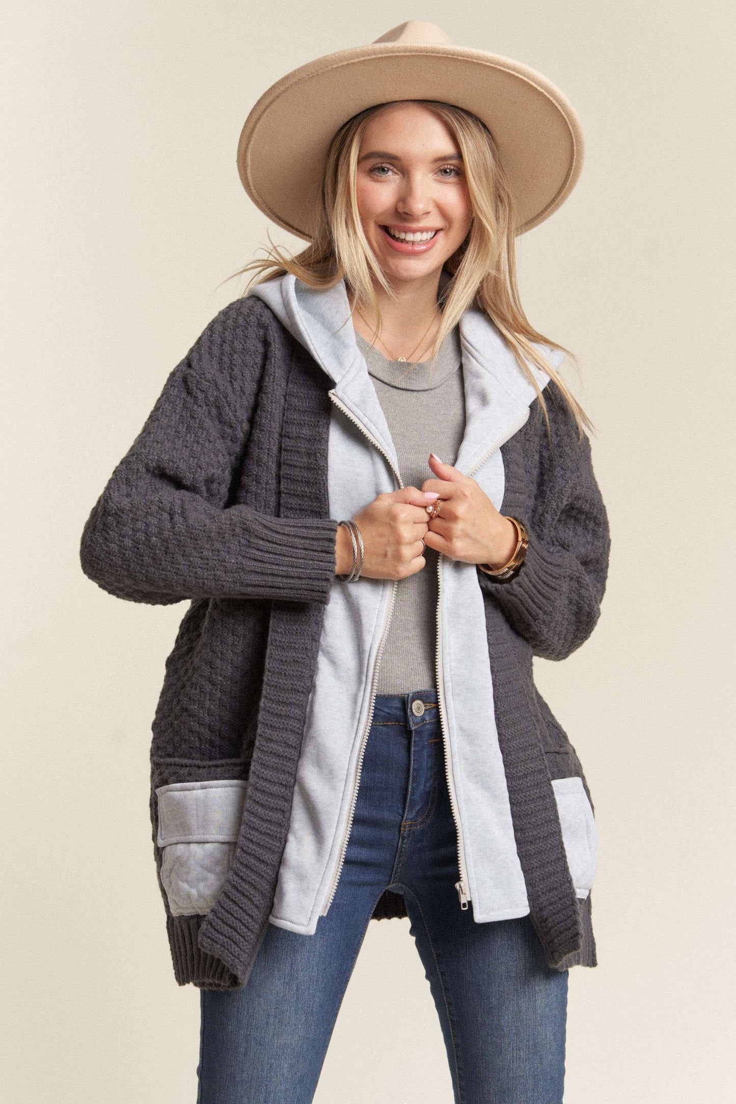 ZIP UP SWEATER HOODIE JACKET