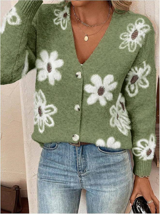 Floral Button Front Cardigan