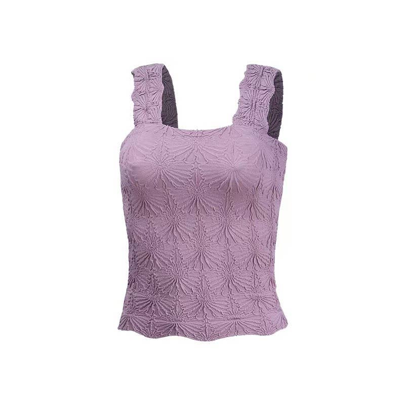 Essential Basic Flower Jacquard Y2k fitted Tank