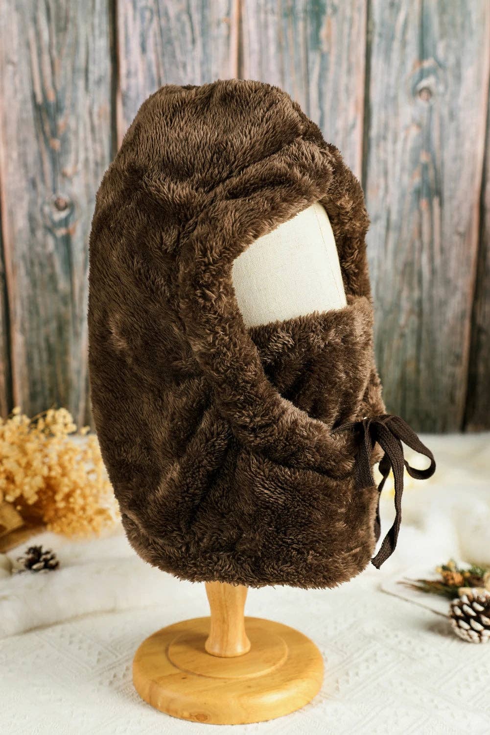 Coffee Winter Sherpa Ski Mask Windproof Hood