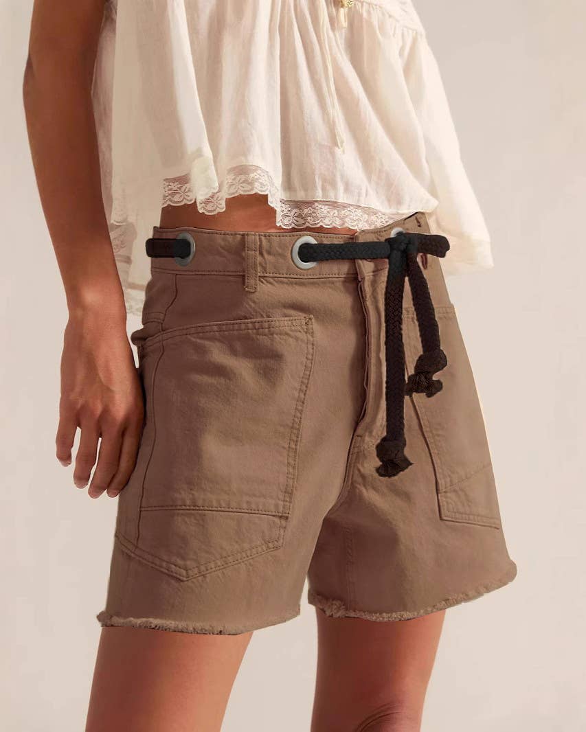 Street Style Drawstring Pocket Denim Casual Shorts