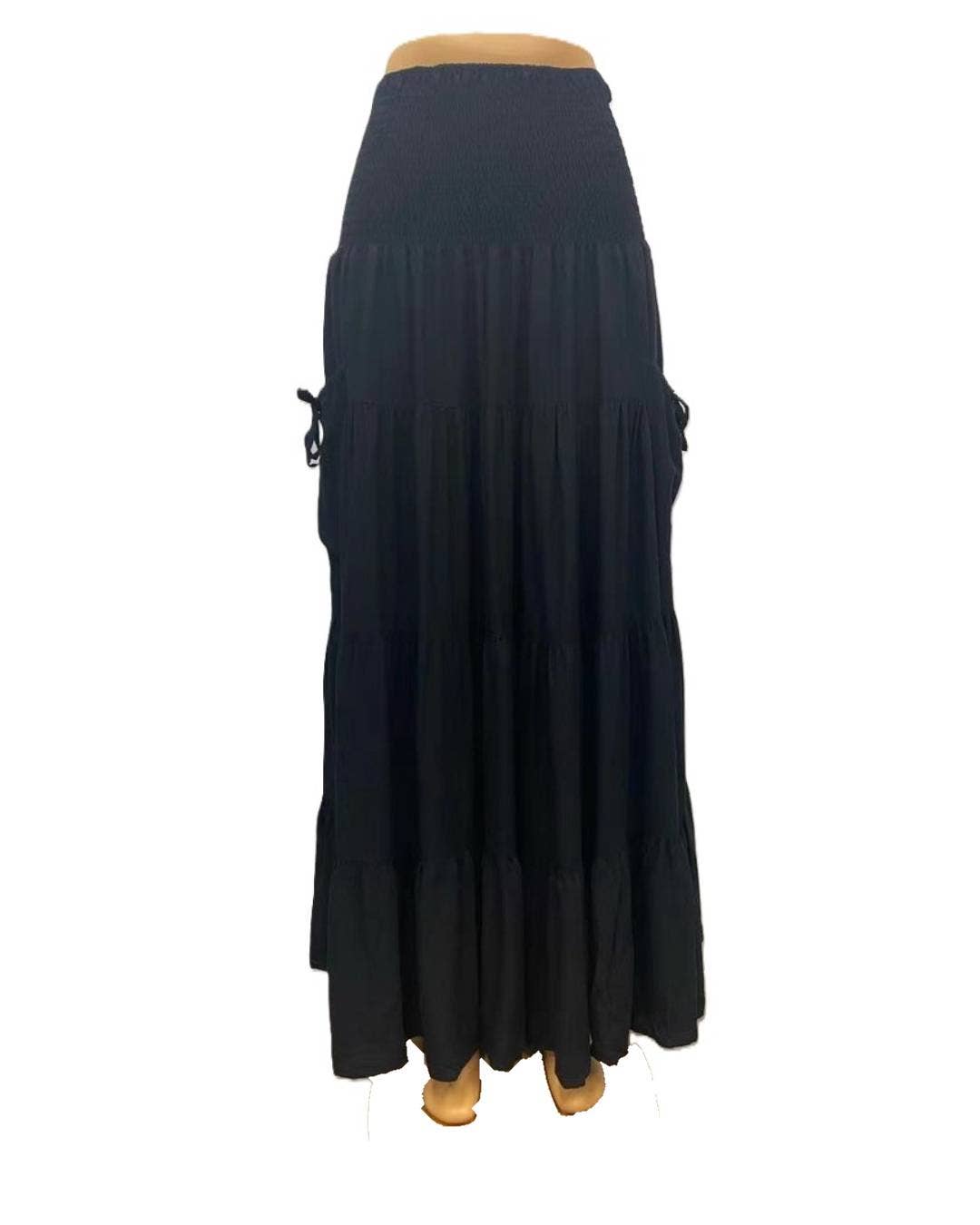 Bohemian Loose Plain Pockets Wrap Skirts