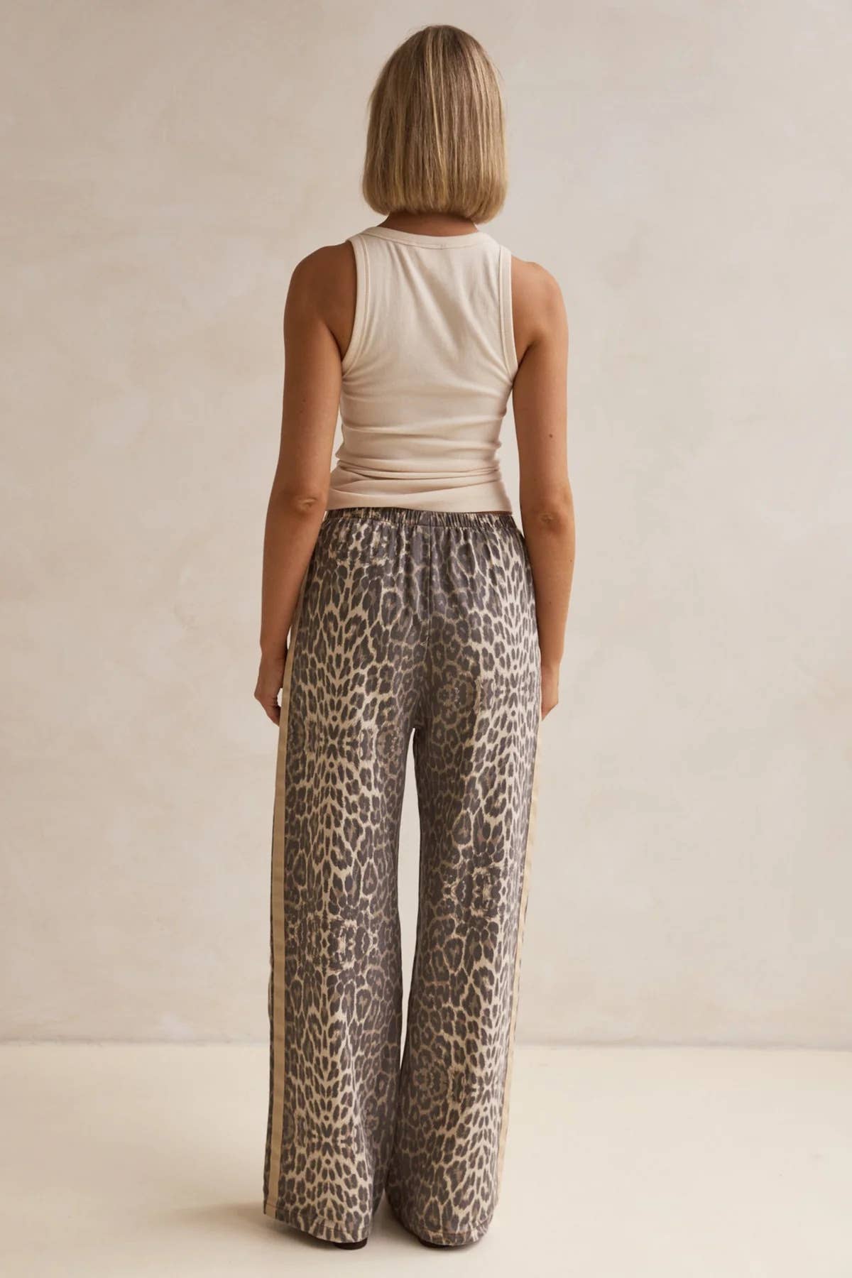 Effortless &  chic Leopard print stripe bar long pants