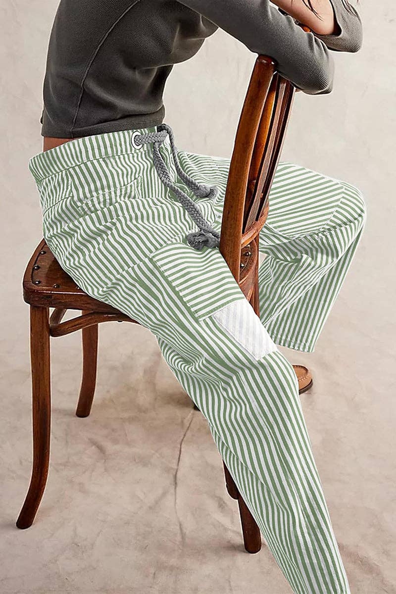 Striped Pattern Casual Loose Fit Pants