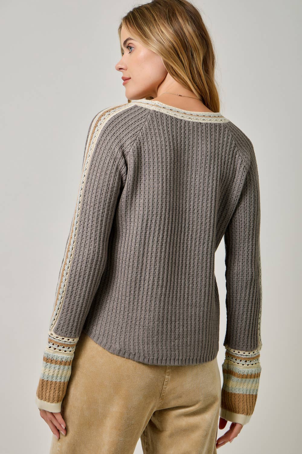Raglan Sleeve Trim Detail Sweater Top