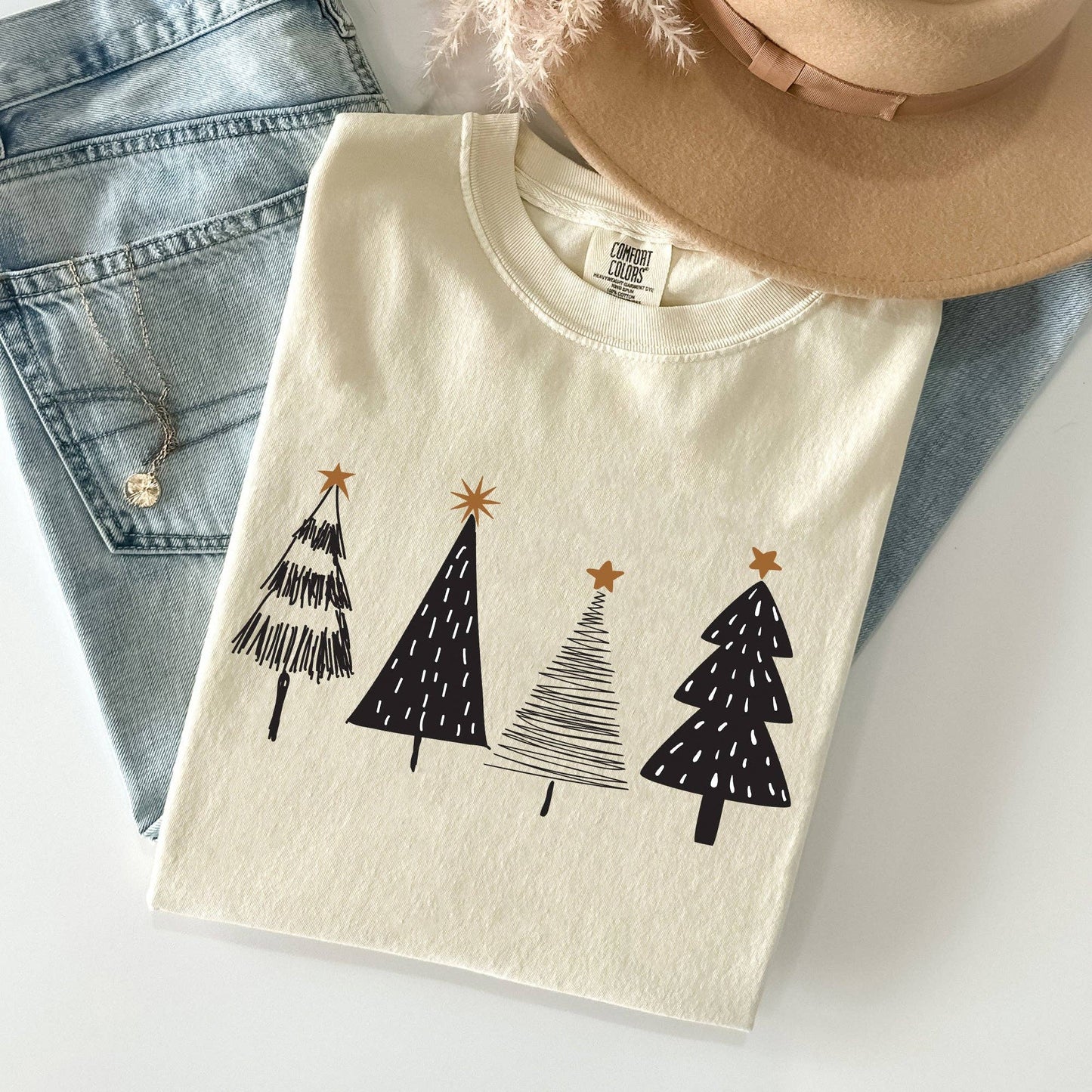 Minimalist Christmas Trees, Winter, Snow, Santa Tshirt
