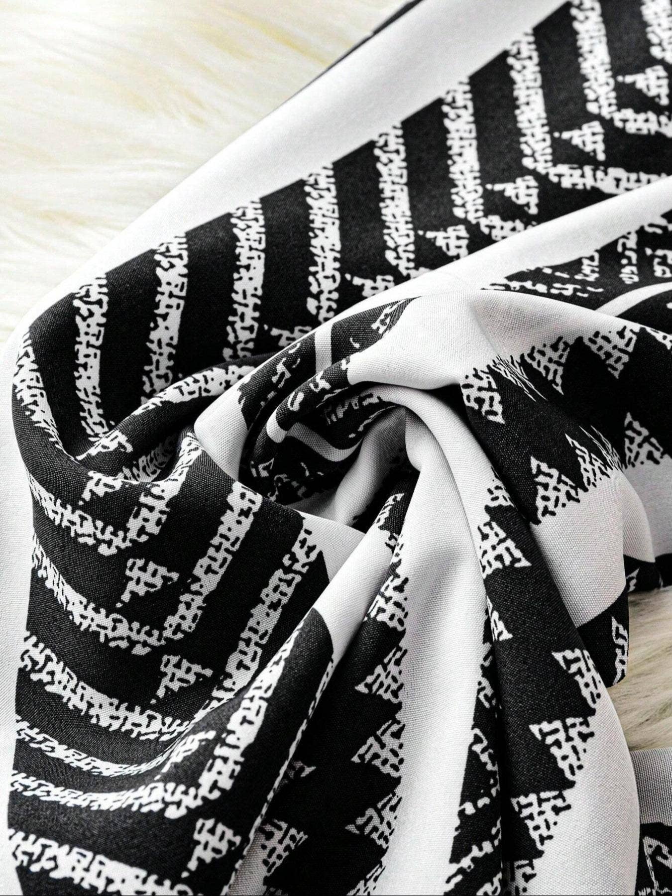 Tie Waist Boho Ethnic Geo Striped Wide Leg Pants
