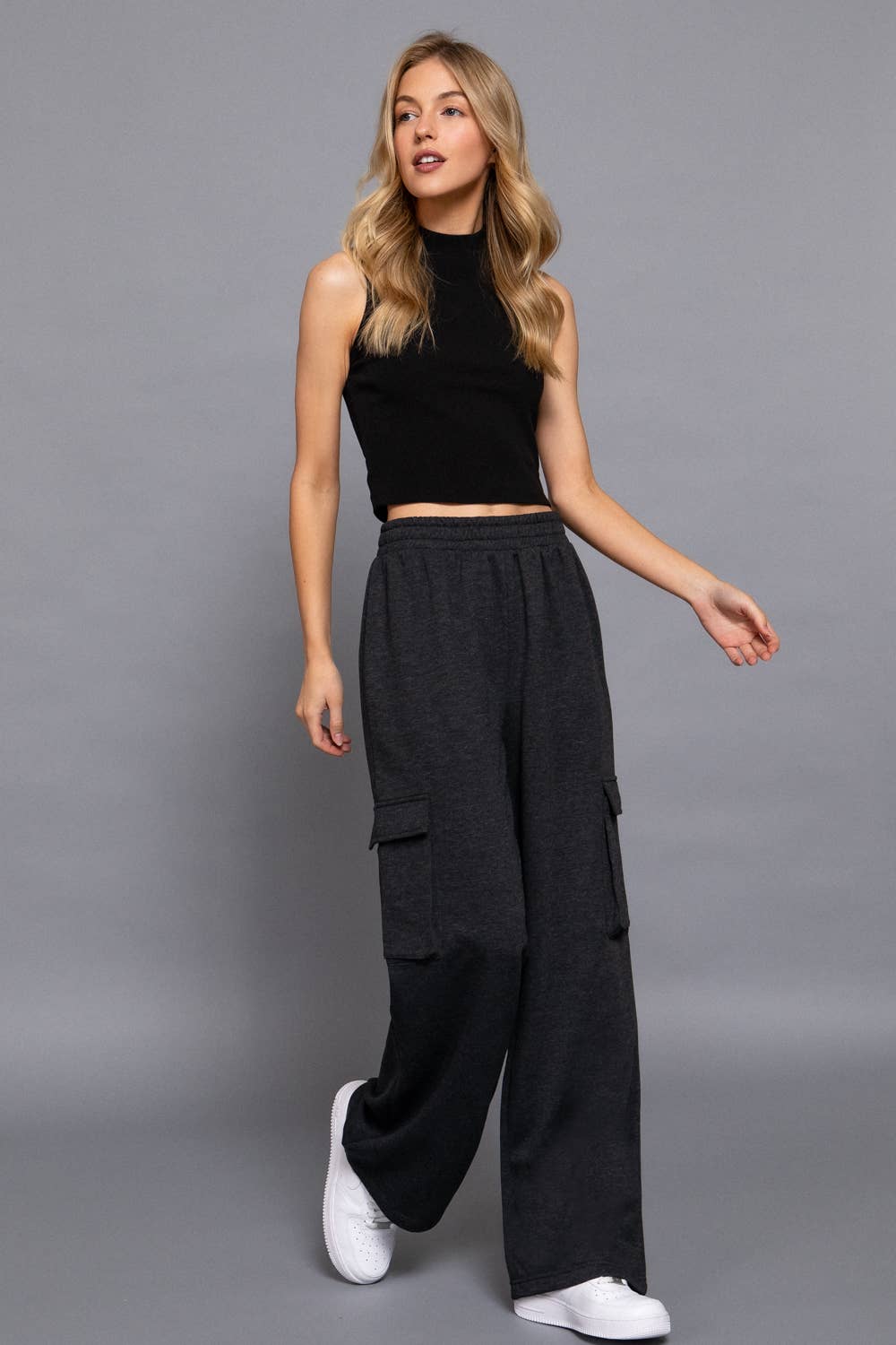 Waist Band Inner Fleece French Terry Cargo Long Pants