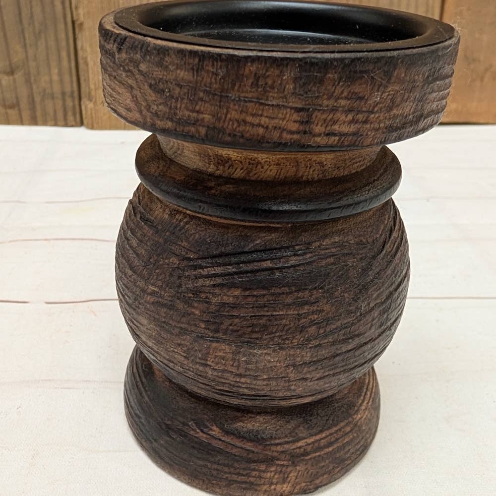 Wood Pillar Candle Holder