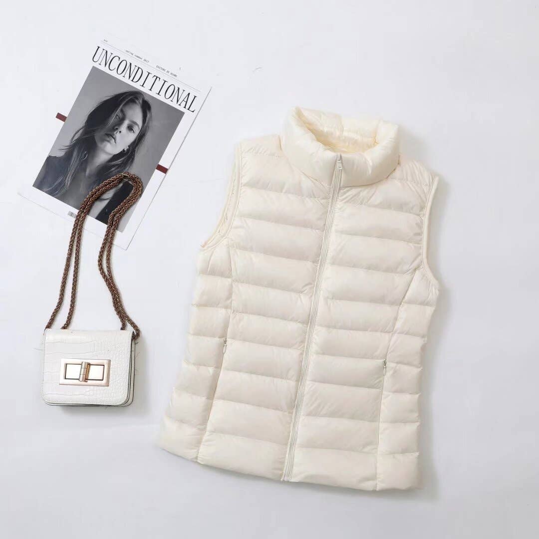 Essential basic puffer vest Slim-fit sleeveless jacket
