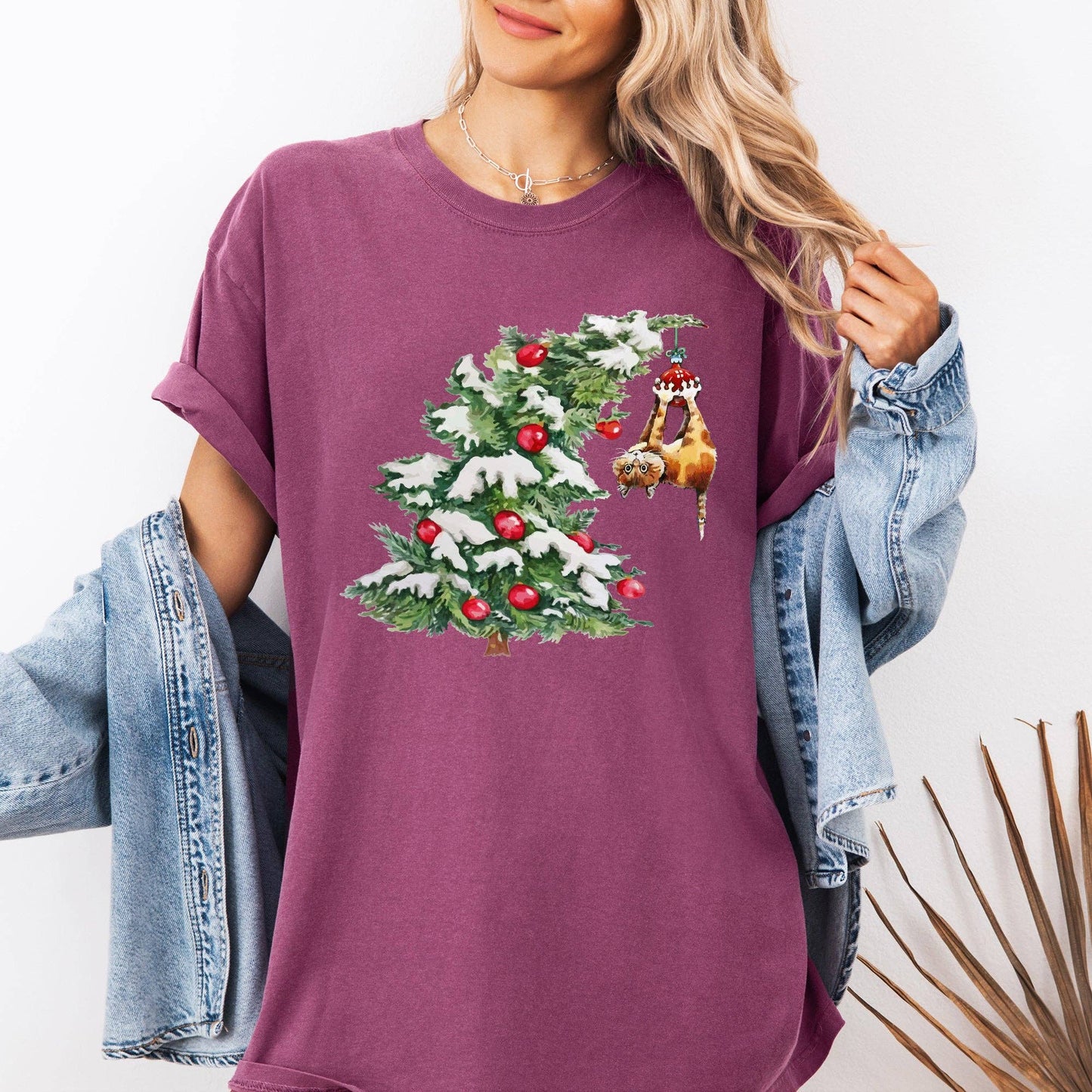 Cat Christmas Tree, Funny, Naughty Santa Snow, Xmas Tshirt