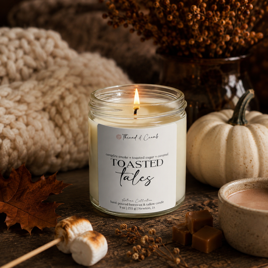 Toasted Tales Fall Candle | Beeswax + Tallow | 9 oz
