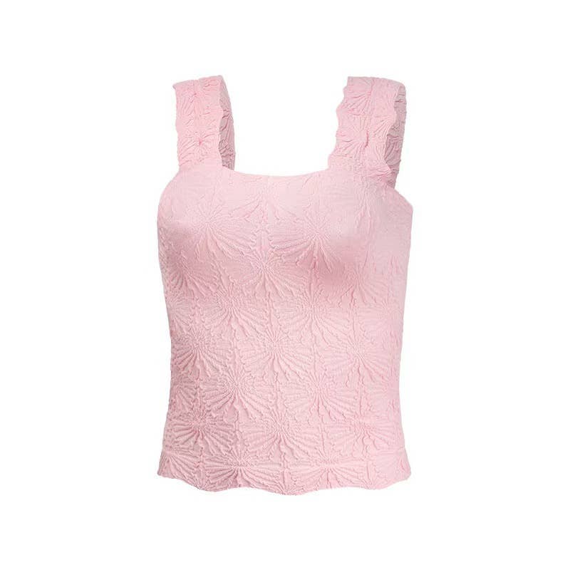 Essential Basic Flower Jacquard Y2k fitted Tank