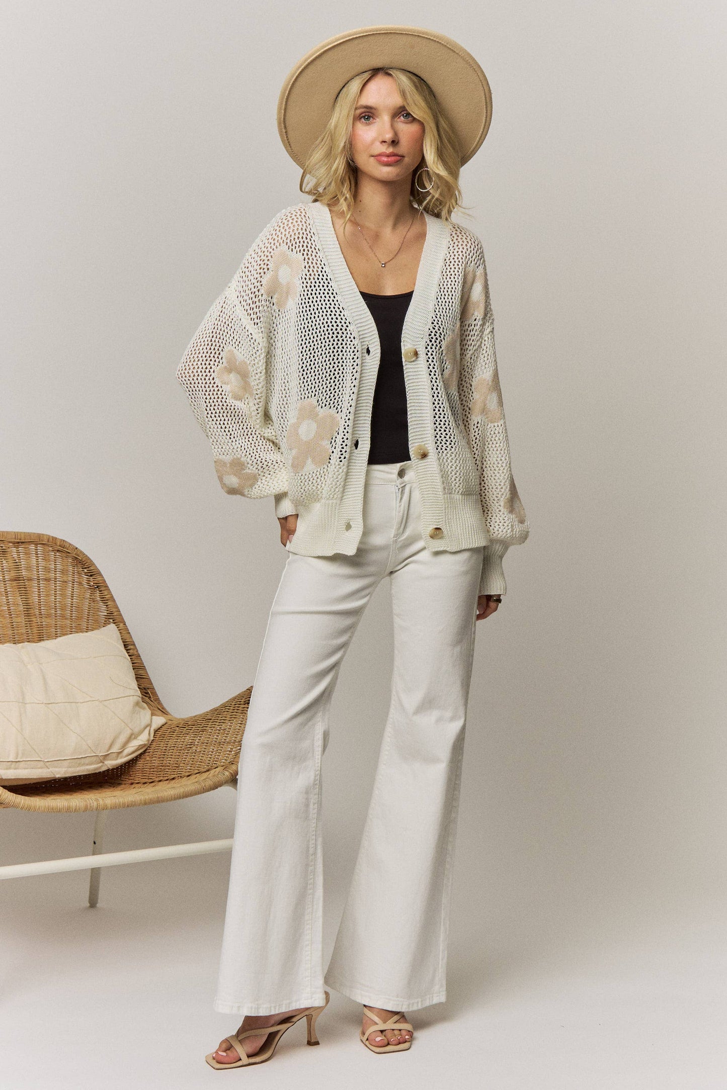 LIGHTWEIGHT FLORAL SWEATER CARDIGAN