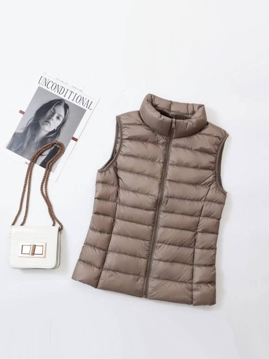Essential basic puffer vest Slim-fit sleeveless jacket