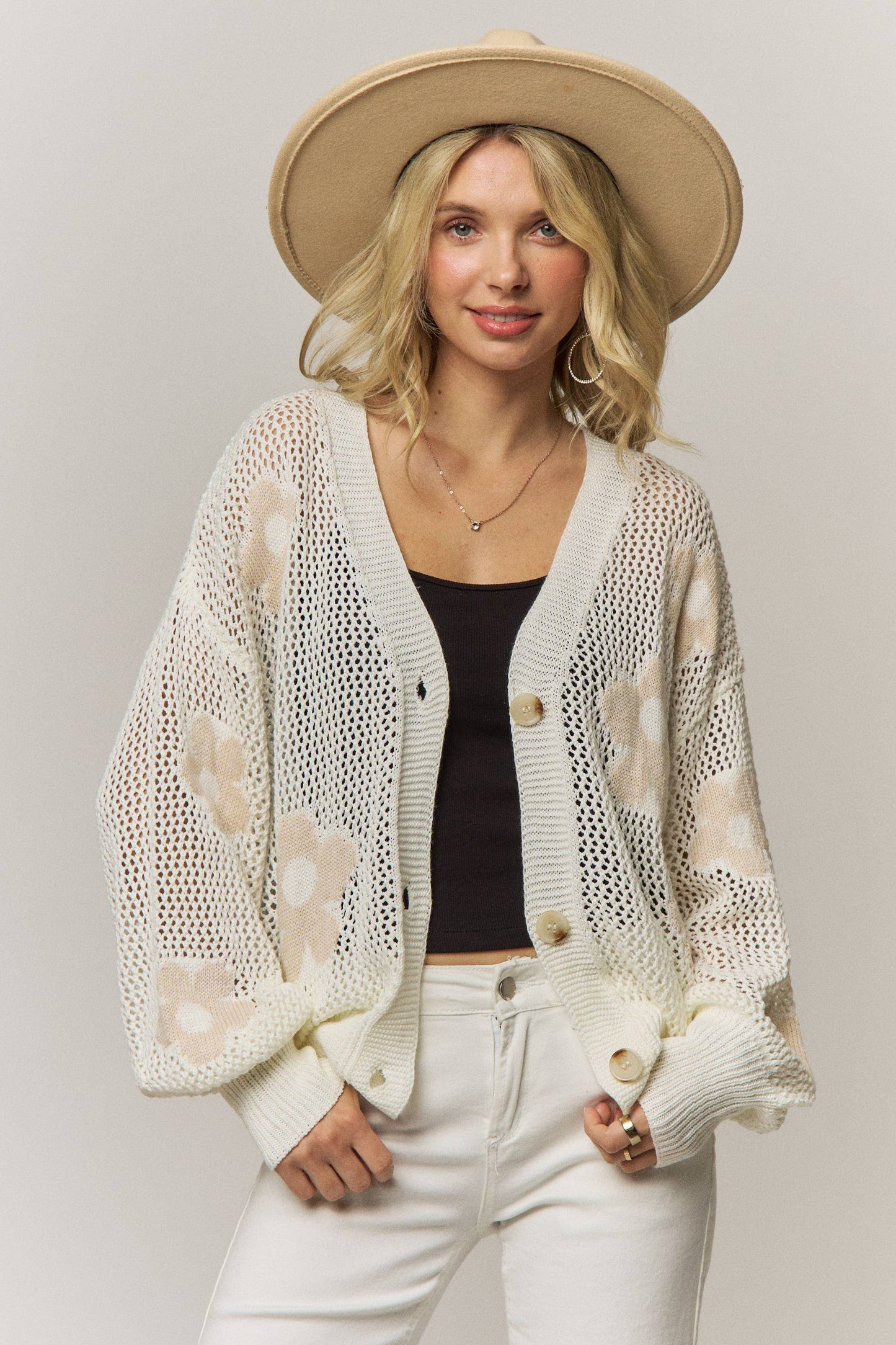 LIGHTWEIGHT FLORAL SWEATER CARDIGAN