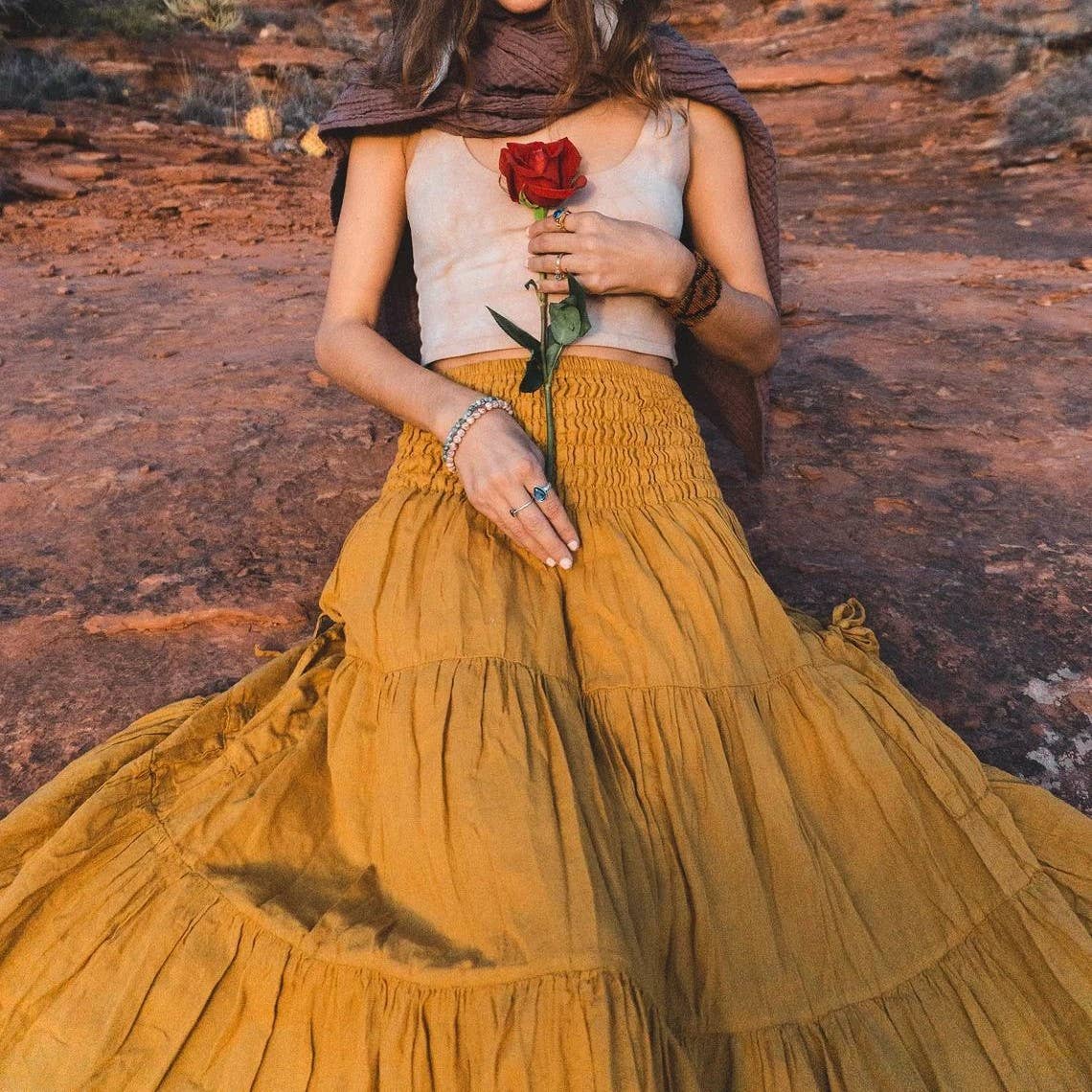 Bohemian Loose Plain Pockets Wrap Skirts