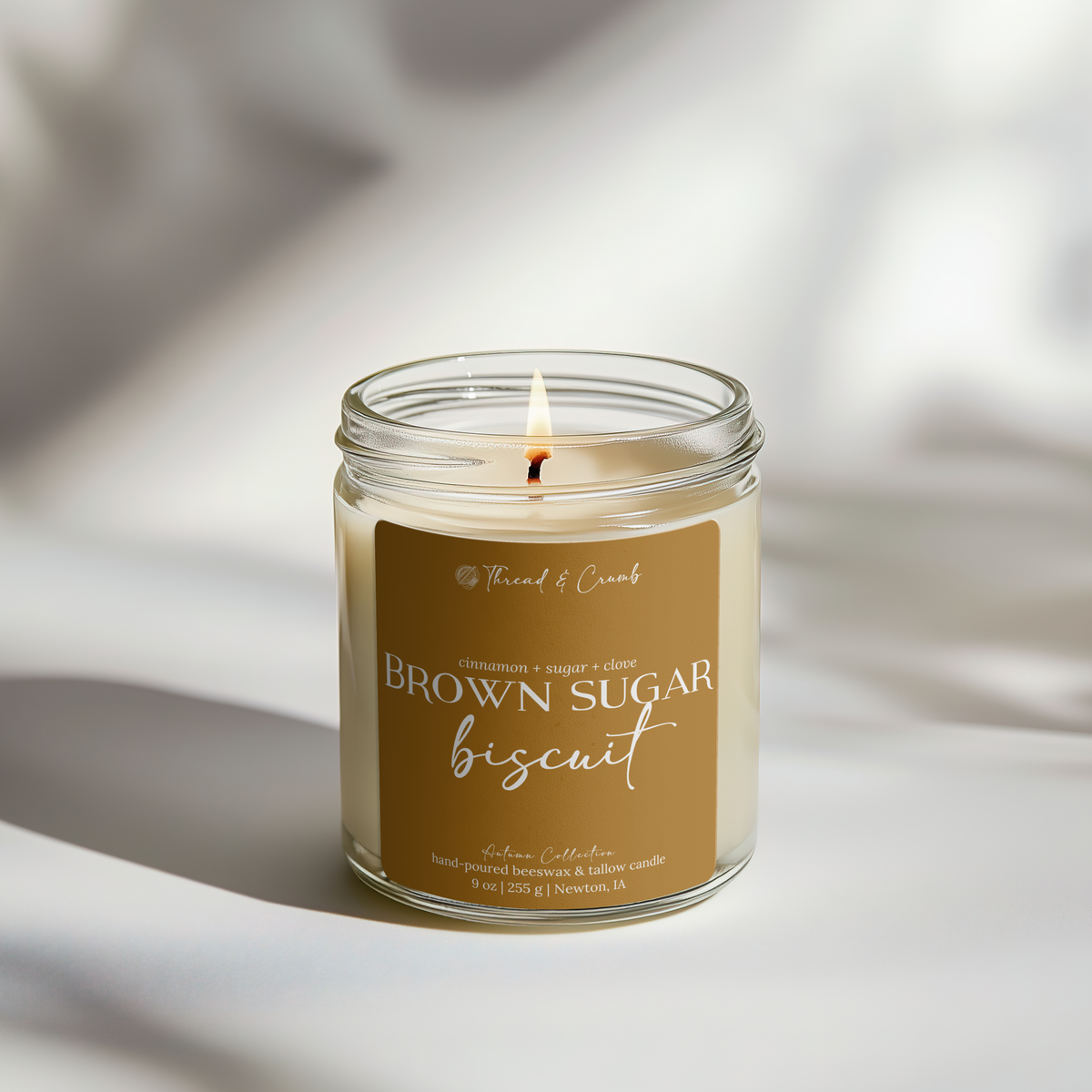 Brown Sugar Biscuit Fall Candle | Beeswax + Tallow | 9 oz
