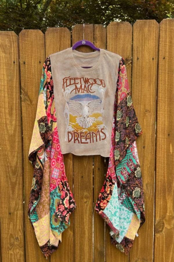 Western Vintage Graphic Batwing Kimono Sleeves Tees Boho Top
