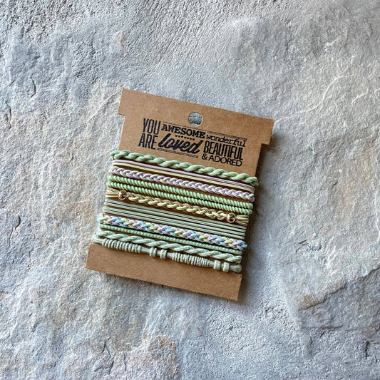 Boho Hair Ties on Kraft Card | Mint Pastels