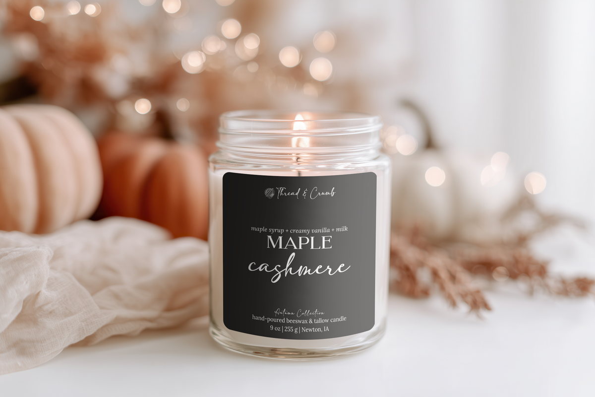 Maple Cashmere Fall Candle | Beeswax + Tallow | 9 oz